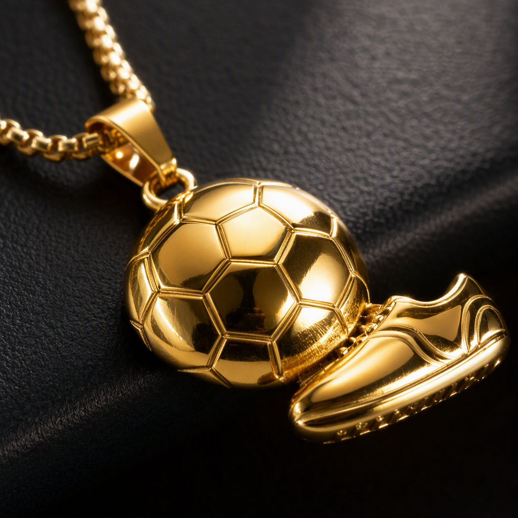 The stainless steel football shoe-shaped necklace features exquisite chain buckles that are stable and durable. The three-dimensional carved texture is outstanding, making it versatile for daily sports and casual wear Application Scenario
