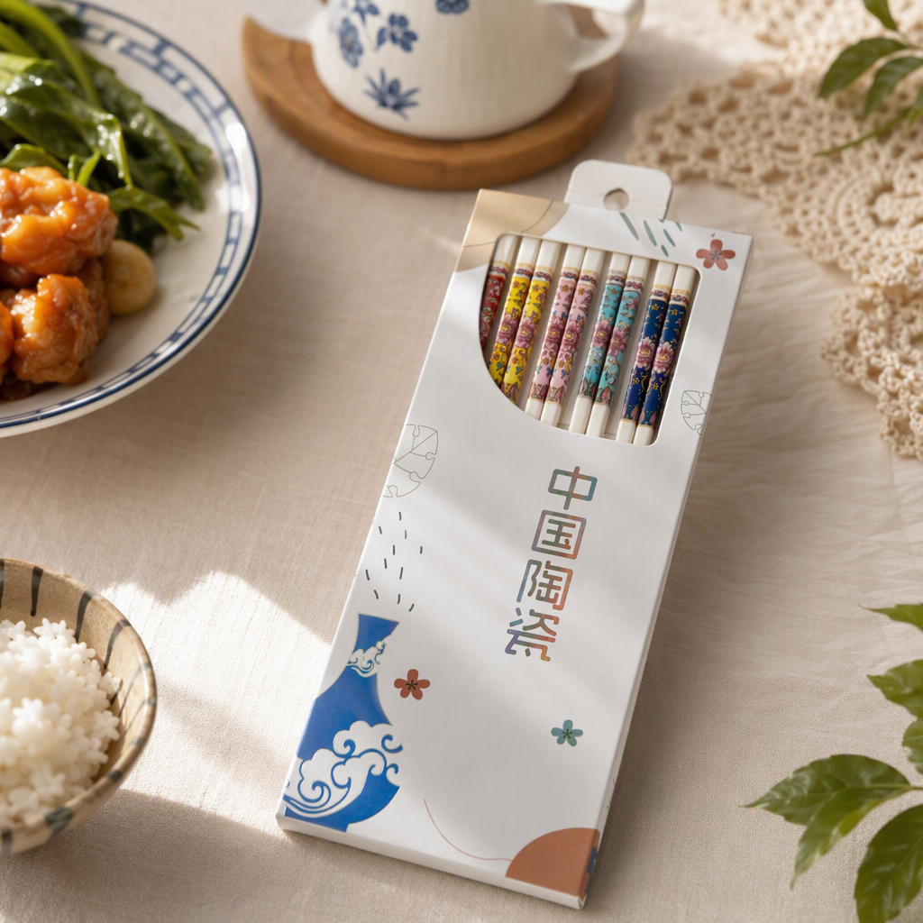 Colorful ceramic chopsticks set, creative tableware, essential for home and restaurant dining tables, fashionable and practical gift set details Picture