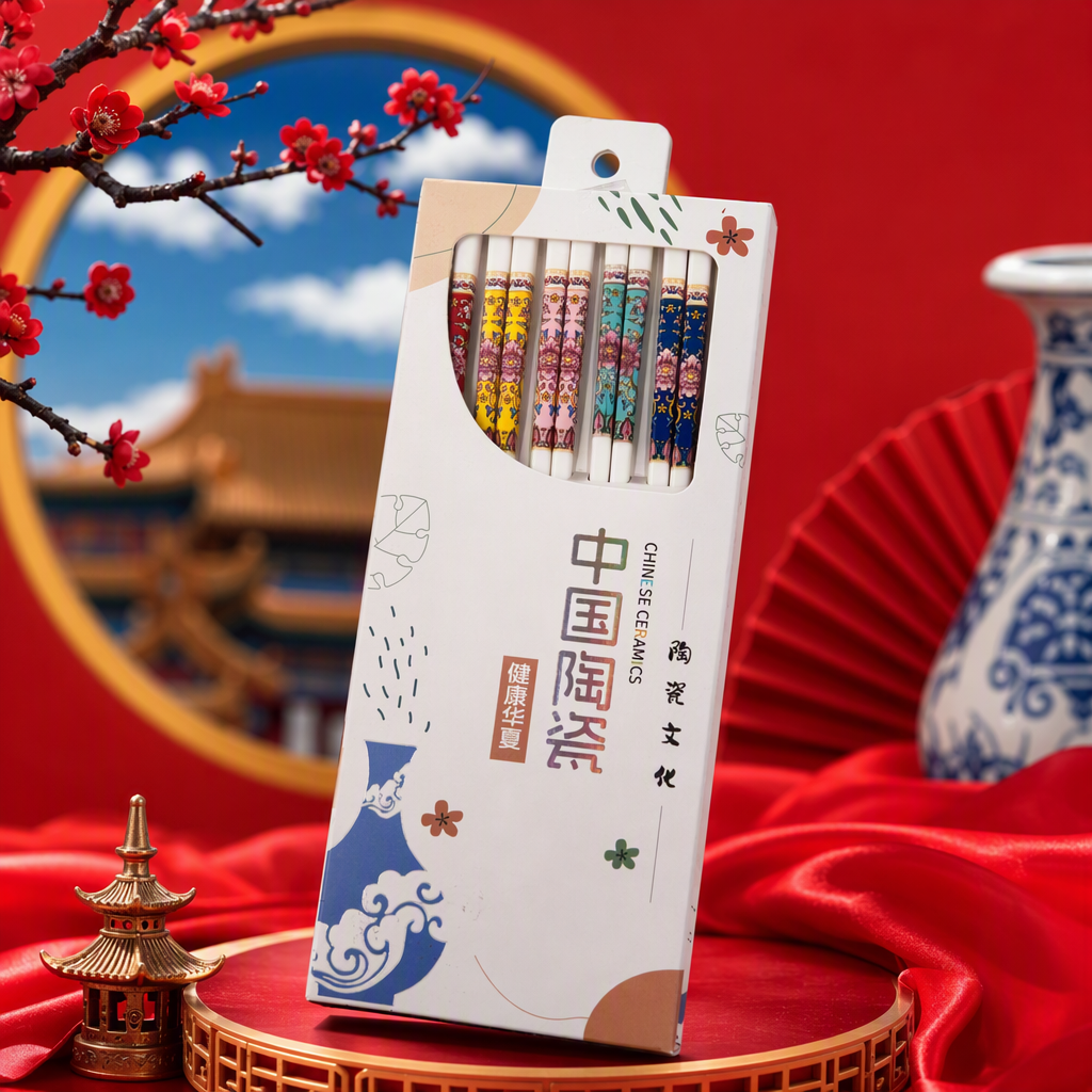 Colorful ceramic chopsticks set, creative tableware, essential for home and restaurant dining tables, fashionable and practical gift set Specification image