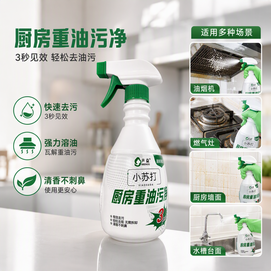 重油污清洗剂家用油烟净小苏打厨房去油污多功能清洁剂油污净