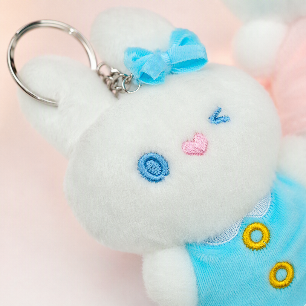 Four-color cute rabbit dolls, plush toys, schoolbag hangers, keychains, children's gifts, wholesale small hangers for foreign trade, four-color dresses, rabbit plush keychains, Mother's Day gifts, acrylic keychains, accessories, fashionable and cute ornaments Item Picture