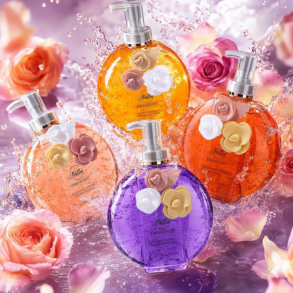 Colorful body wash bottles, creative packaging, fashionable household bath product containers, large capacity, environmentally friendly design Specification image
