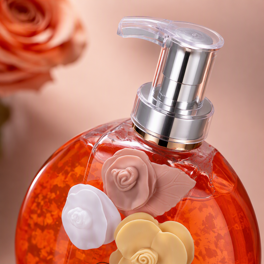 Colorful body wash bottles, creative packaging, fashionable household bath product containers, large capacity, environmentally friendly design Application Scenario