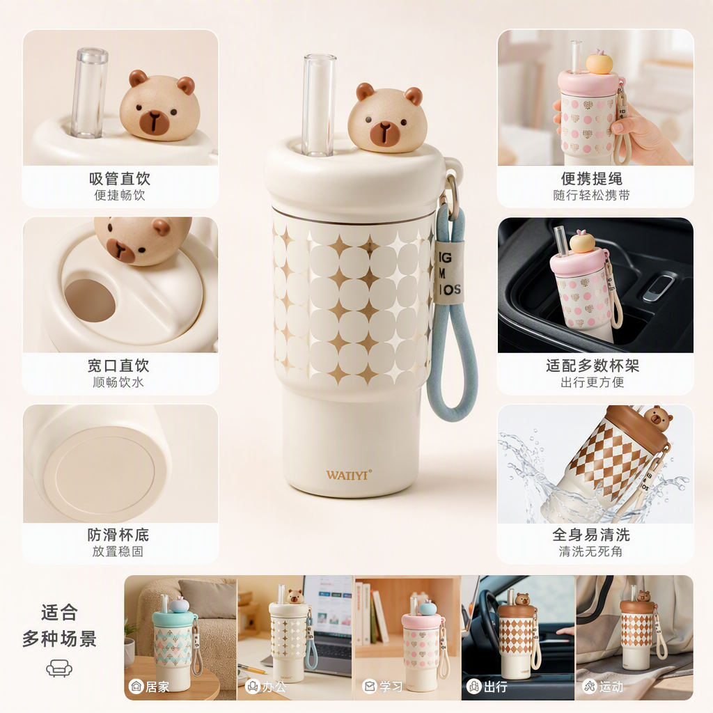 【CL】26Q3#2034菱格小熊随行杯