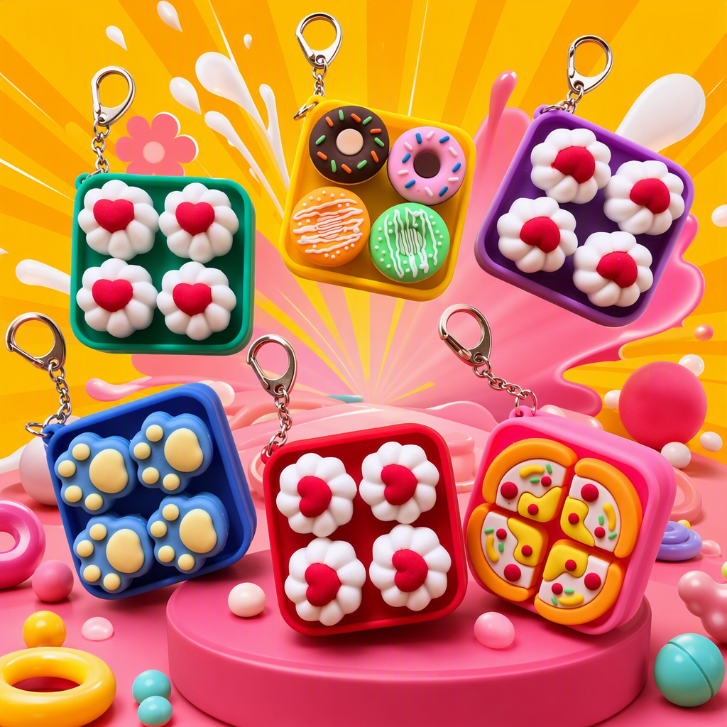 Colorful silicone keychains, mini dessert-shaped decorations, cute and creative key pendants, gift items Specification image