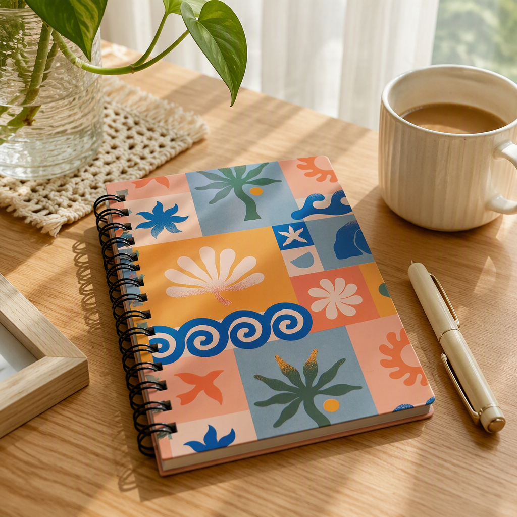 Donghu Paper Products A6 Summer Vacation Wave Starfish Pattern Coil Book details Picture