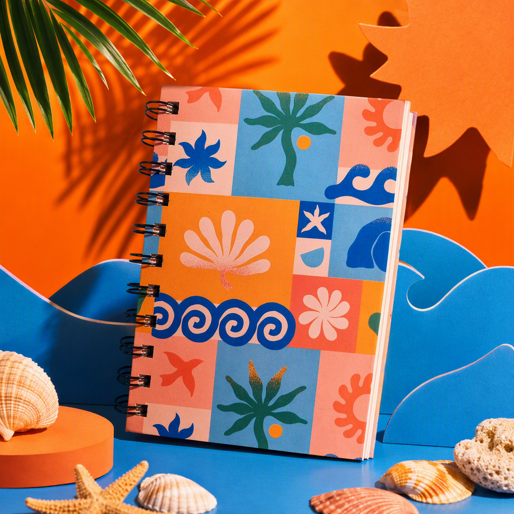 Donghu Paper Products A6 Summer Vacation Wave Starfish Pattern Coil Book Specification image