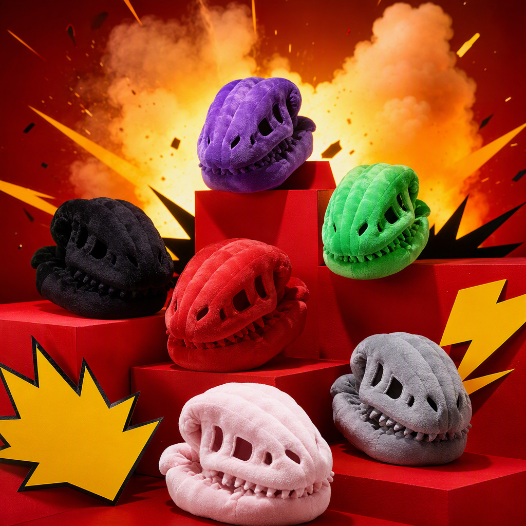 Colorful dinosaur skull plush toy figurines, fun dolls Specification image