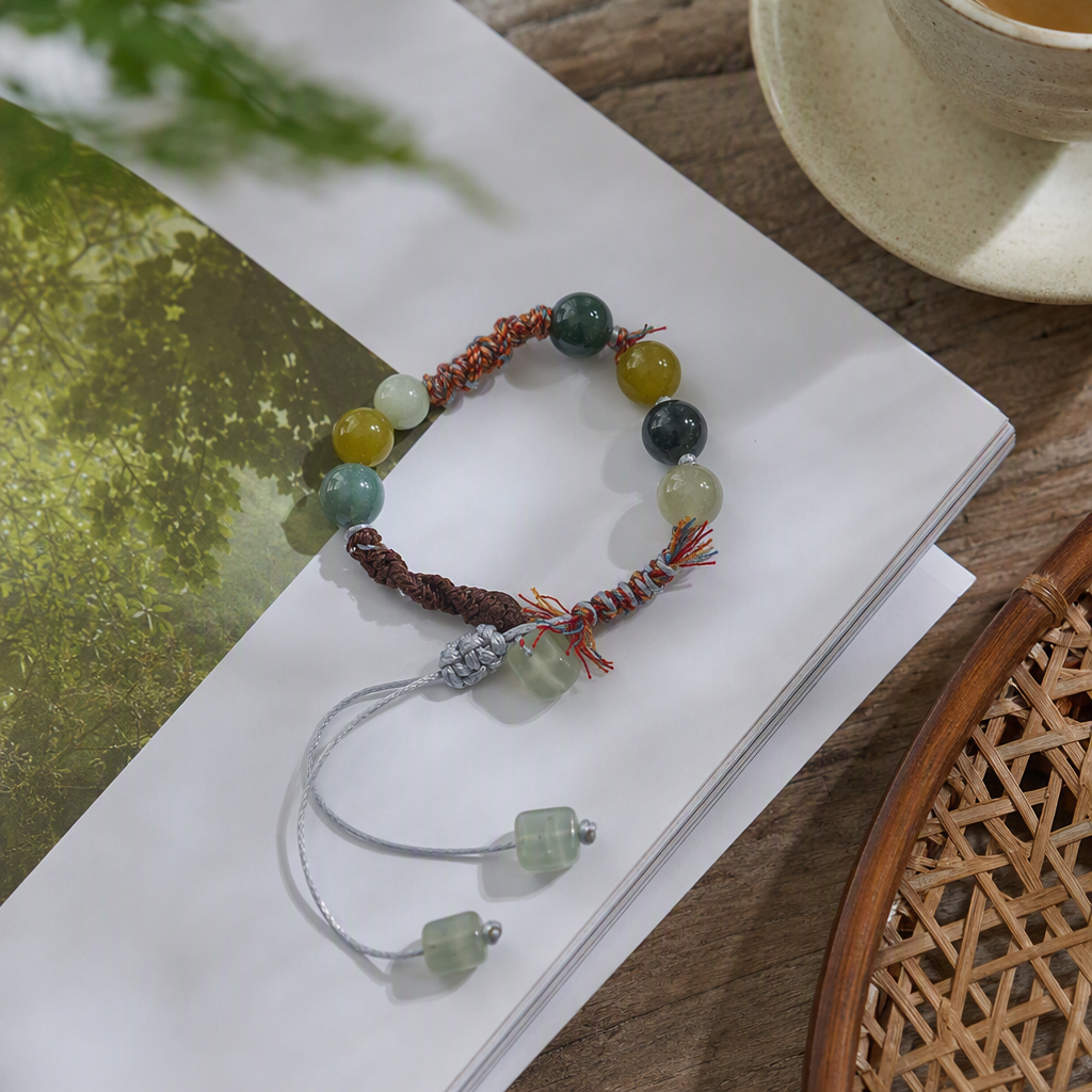Tibetan-style hand-woven Jingdezhen ceramic jade bracelet, retro Chinese style student bracelet, trendy bracelet accessory Application Scenario