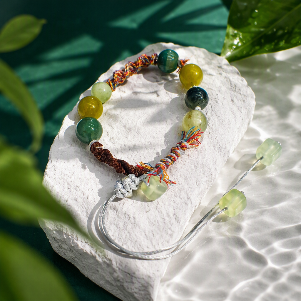 Tibetan-style hand-woven Jingdezhen ceramic jade bracelet, retro Chinese style student bracelet, trendy bracelet accessory