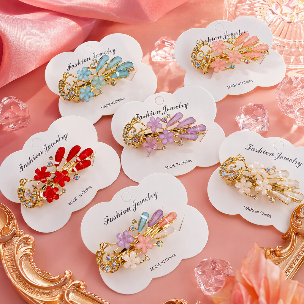 مقطع شعر من رأس امرأة محبوس مزخرف متعدد الألوان من سبائك مزخرفة مزخرفة مزخرفة Item Picture