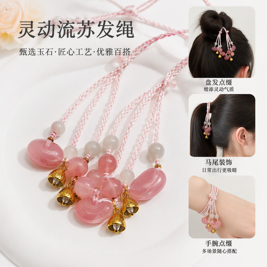 粉色珠串手链时尚手工串珠饰品甜美可爱女生手饰品礼物赠品