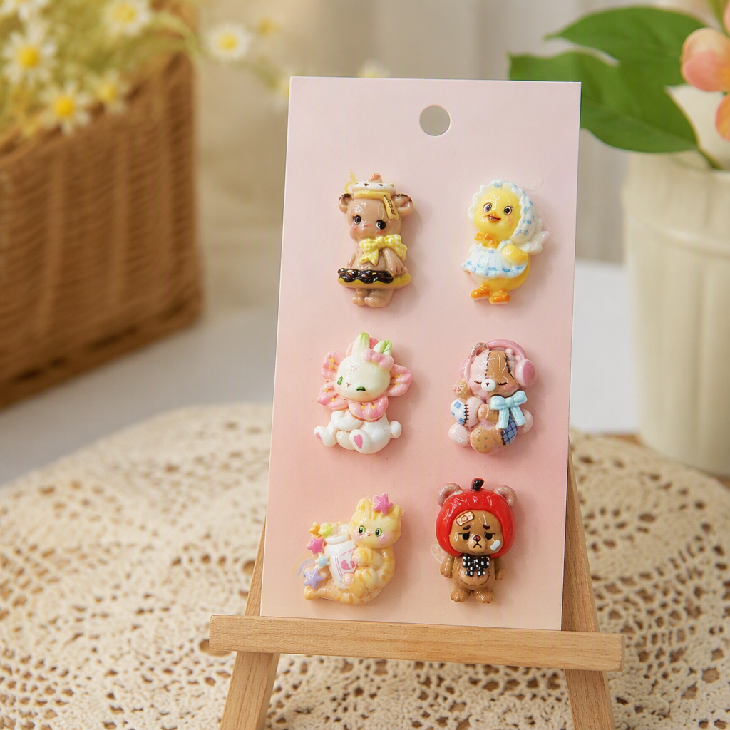 Six pink cards, cartoon-shaped badges, and a variety of fun and creative decorative gifts to choose from details Picture