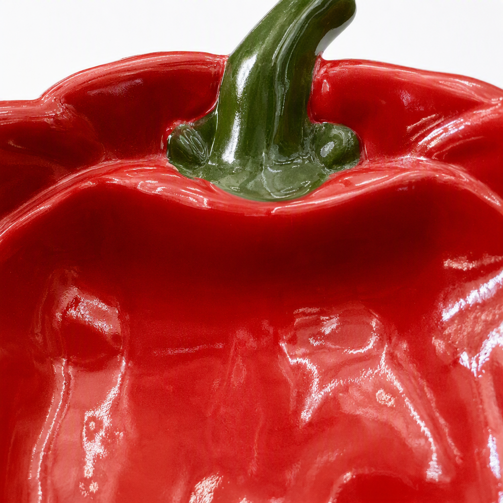 Creative red sweet pepper shaped ceramic bowl, kitchen tableware, household creative tableware, cute fruit and vegetable bowl, gift set Application Scenario