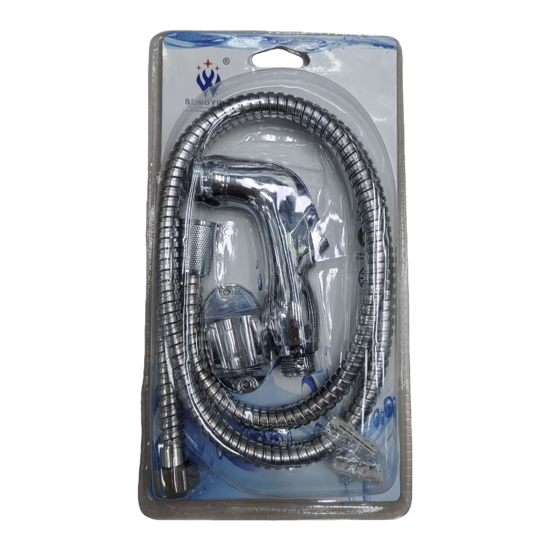 High-end metal shower head set, multi-functional pressure-increasing nozzle, bathroom accessories, silver fashionable and simple design Item Picture