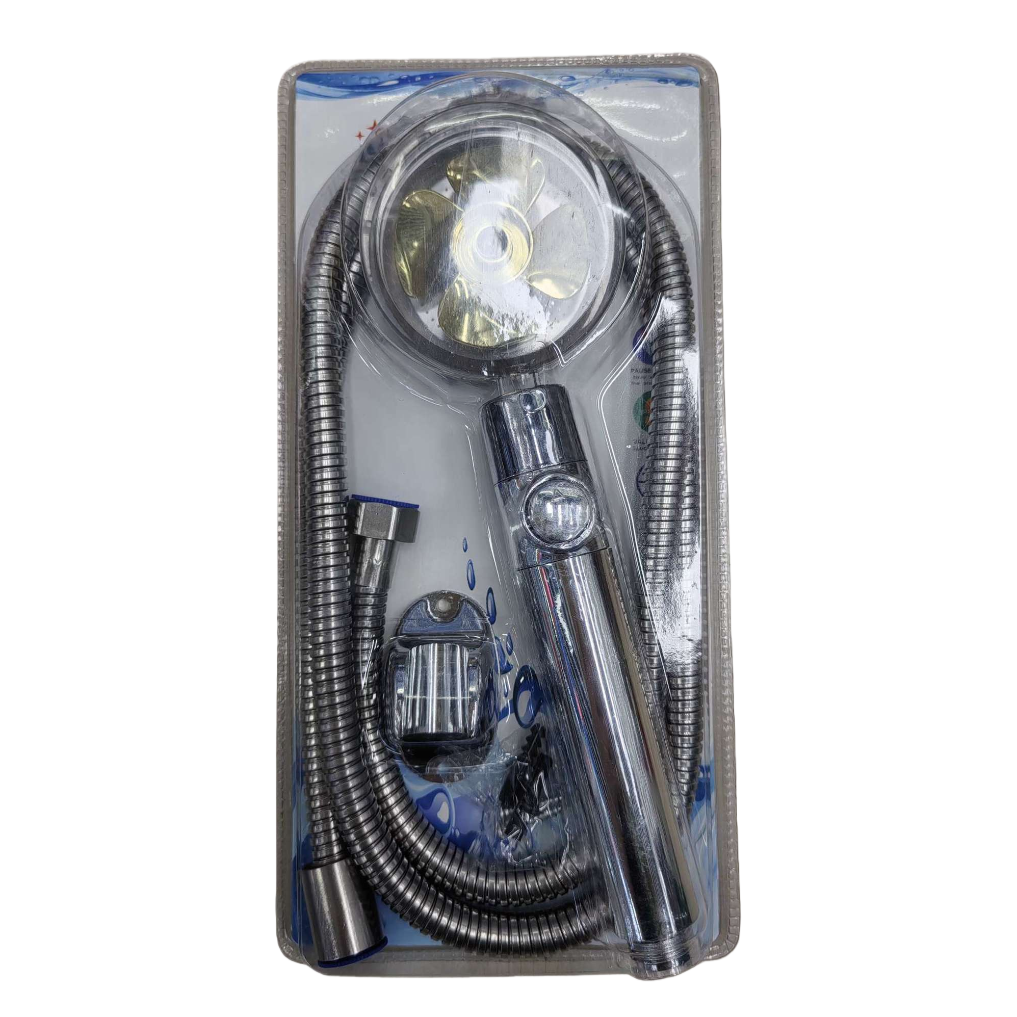 Multi-functional silver shower head set, high-pressure pressure-increasing water-saving, all-copper showerhead, bathroom products, simple style Item Picture