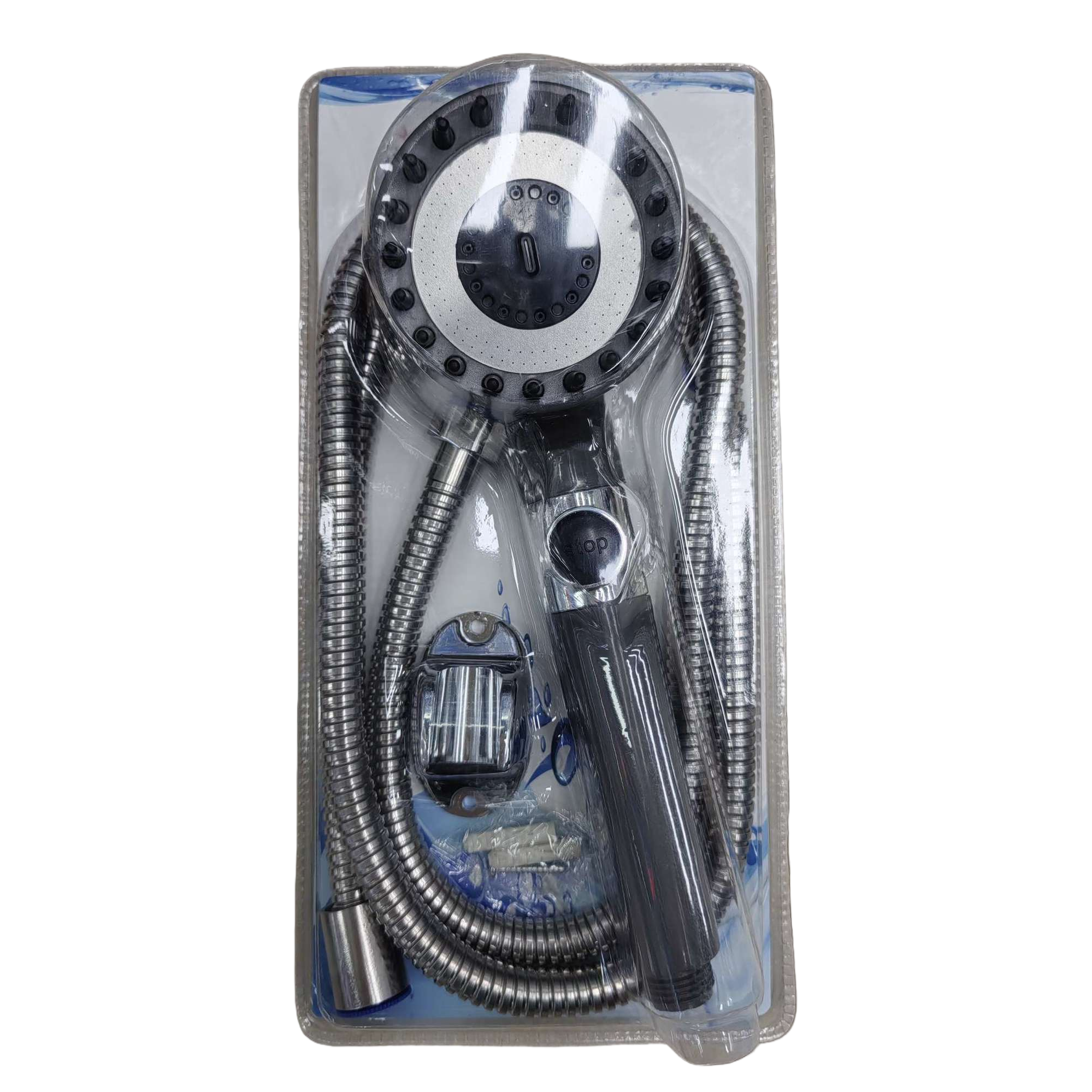 Multi-functional silver showerhead shower set with handheld nozzle, pressure-increasing water-saving bathroom products, all copper accessories Item Picture