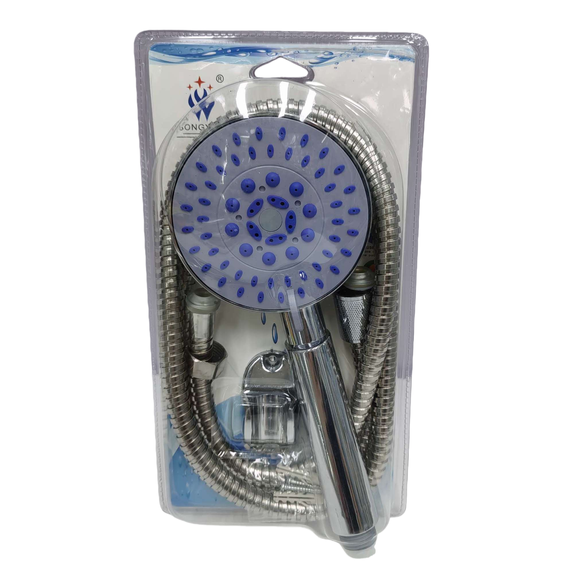 High-end silver shower head set, multi-functional all-copper lift-up shower head accessories for bathrooms, simple and fashionable Item Picture