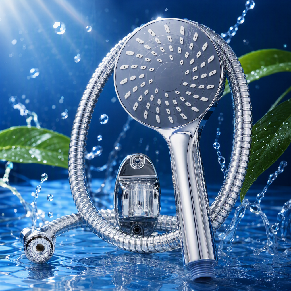 Juego de ducha de plata de alto grado cabezal de ducha multifuncional accesorios de baño minimalista moderno ajuste de elevación Specification image