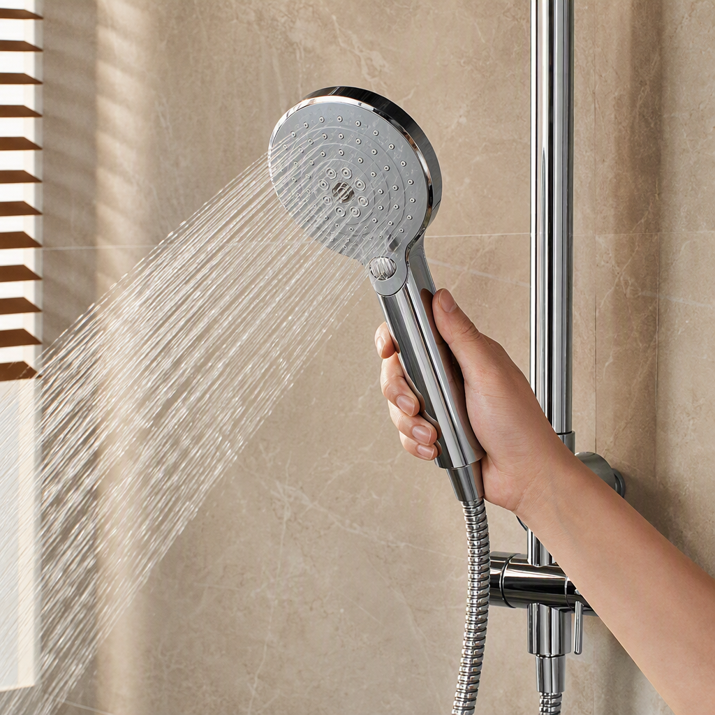 Golden handle multi-functional showerhead set, all-copper leak-proof lift showerhead accessory, simple and fashionable details Picture