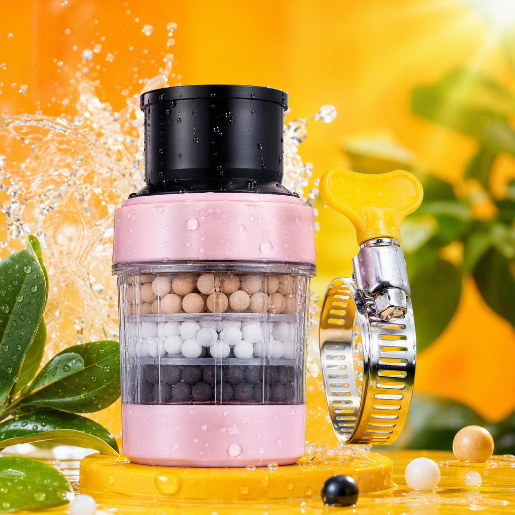 Ducha de agua de filtro rosa cabezal de ducha multifuncional ahorro de agua presurización productos de baño para el hogar cómodo y suave Specification image
