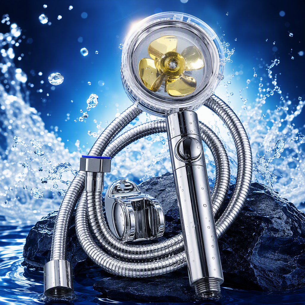 Multi-functional silver shower head set, high-pressure pressure-increasing water-saving, all-copper showerhead, bathroom products, simple style Specification image