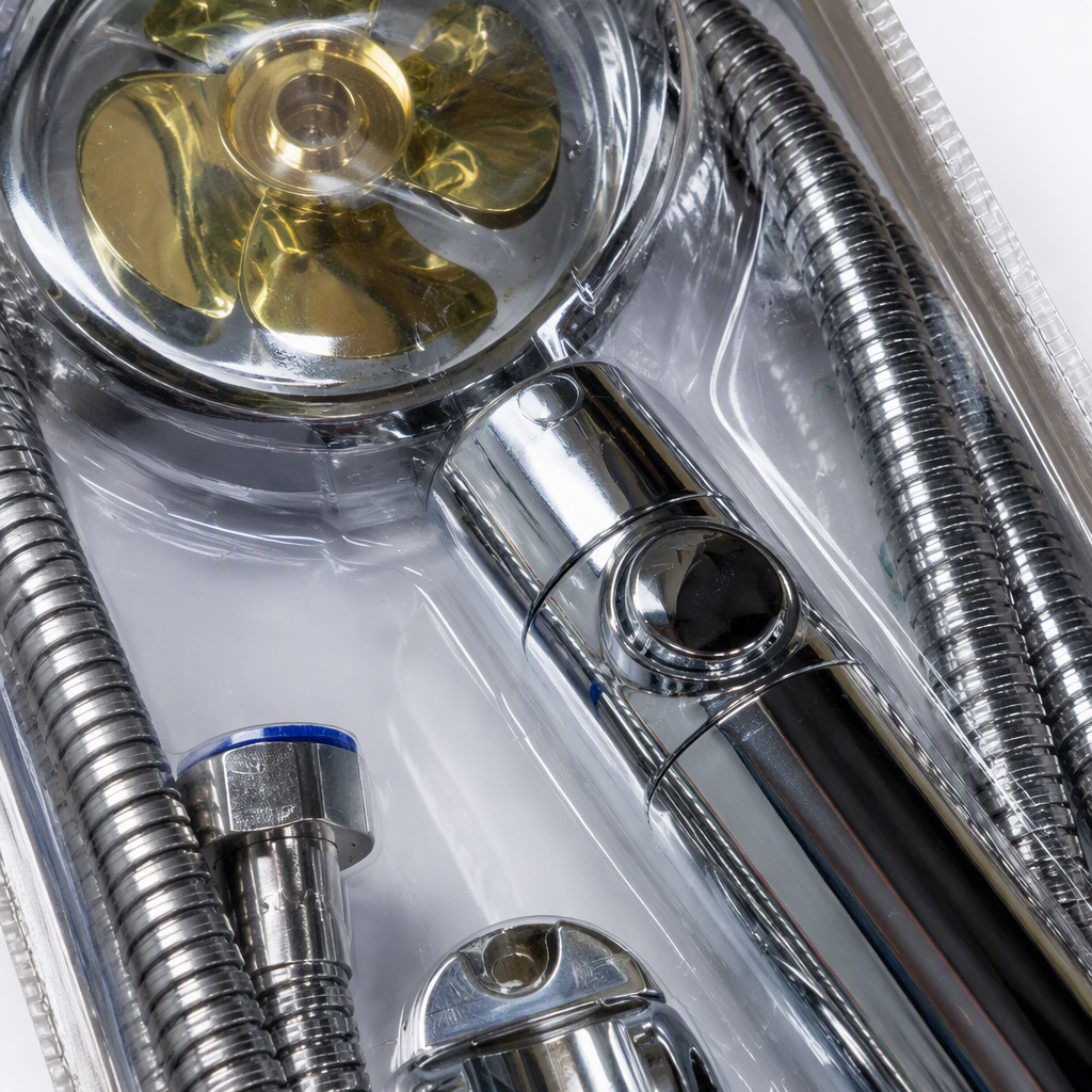 Multi-functional silver shower head set, high-pressure pressure-increasing water-saving, all-copper showerhead, bathroom products, simple style Application Scenario