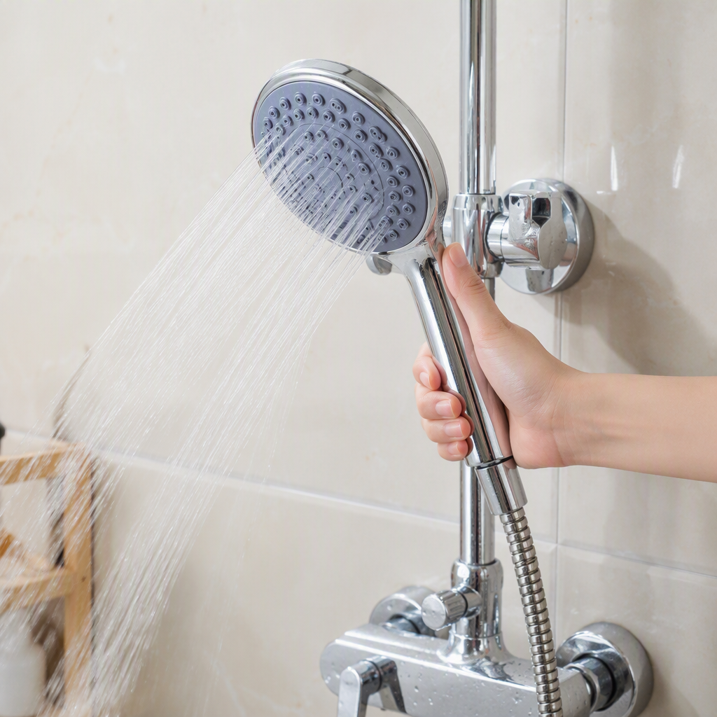 Multi-functional silver showerhead shower set, high-pressure pressure-increasing water-saving showerhead, bathroom supplies, all-copper accessories details Picture