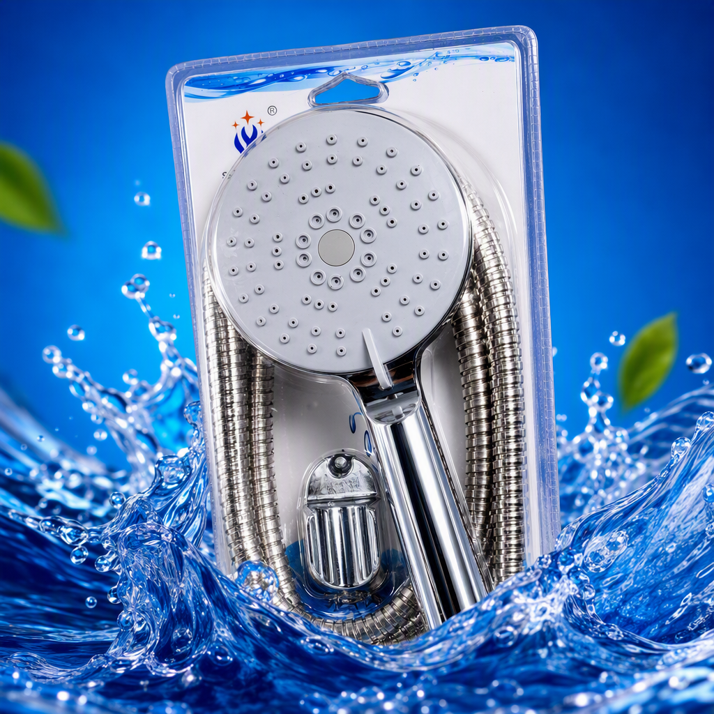 Multi-functional showerhead and shower head set, high-pressure pressure-increasing, all-copper silver bathroom accessories, simple and modern design Specification image