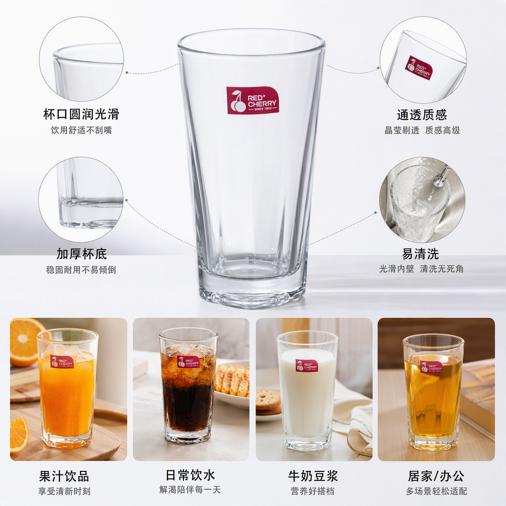 High borosilicate glass water cup set, transparent heat-resistant glass creative household tea cups, beverage cups, pentagonal cups