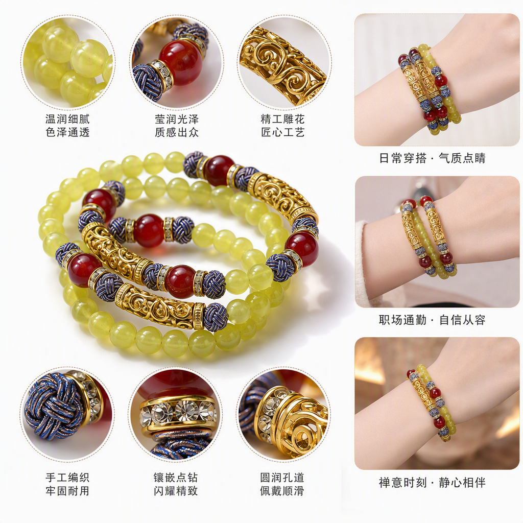 Gold jade hollowed-out red agate jade bracelet, natural Xiuyan jade, ladies, students, white-collar workers, smooth roads, symbolizing jewelry and bracelet, live-streaming, gift jewelry details Picture