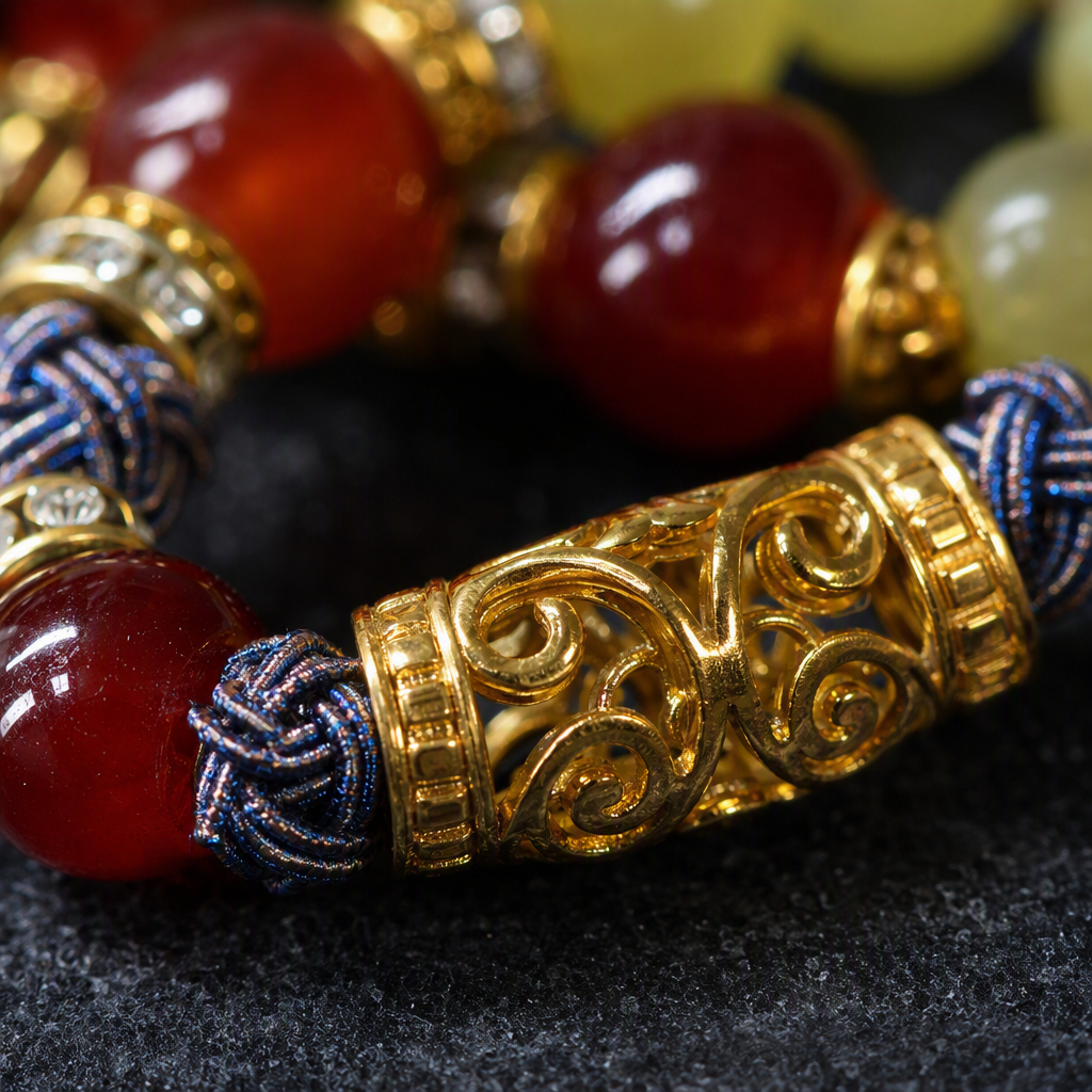 Gold jade hollowed-out red agate jade bracelet, natural Xiuyan jade, ladies, students, white-collar workers, smooth roads, symbolizing jewelry and bracelet, live-streaming, gift jewelry Specification image