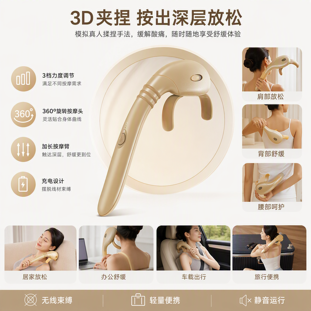海马式肩颈部按摩器  电动可调节按摩器