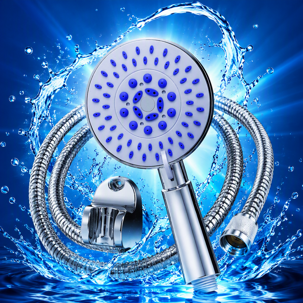 High-end silver shower head set, multi-functional all-copper lift-up shower head accessories for bathrooms, simple and fashionable Specification image