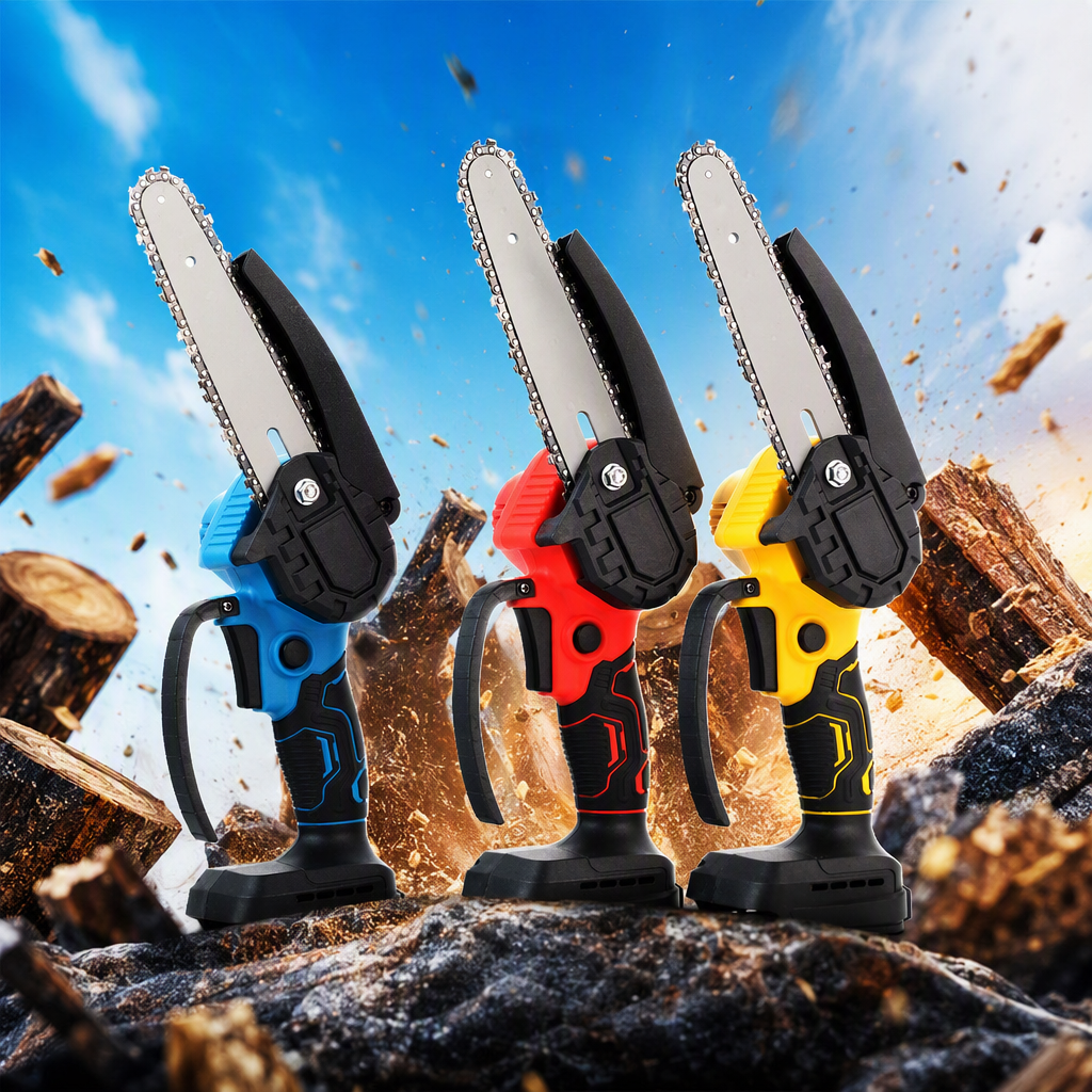 Multi-functional electric chain saw, lithium battery electric saw, handheld household woodworking pruning, garden felling tool, lightweight and portable, 4-inch, 6-inch Item Picture