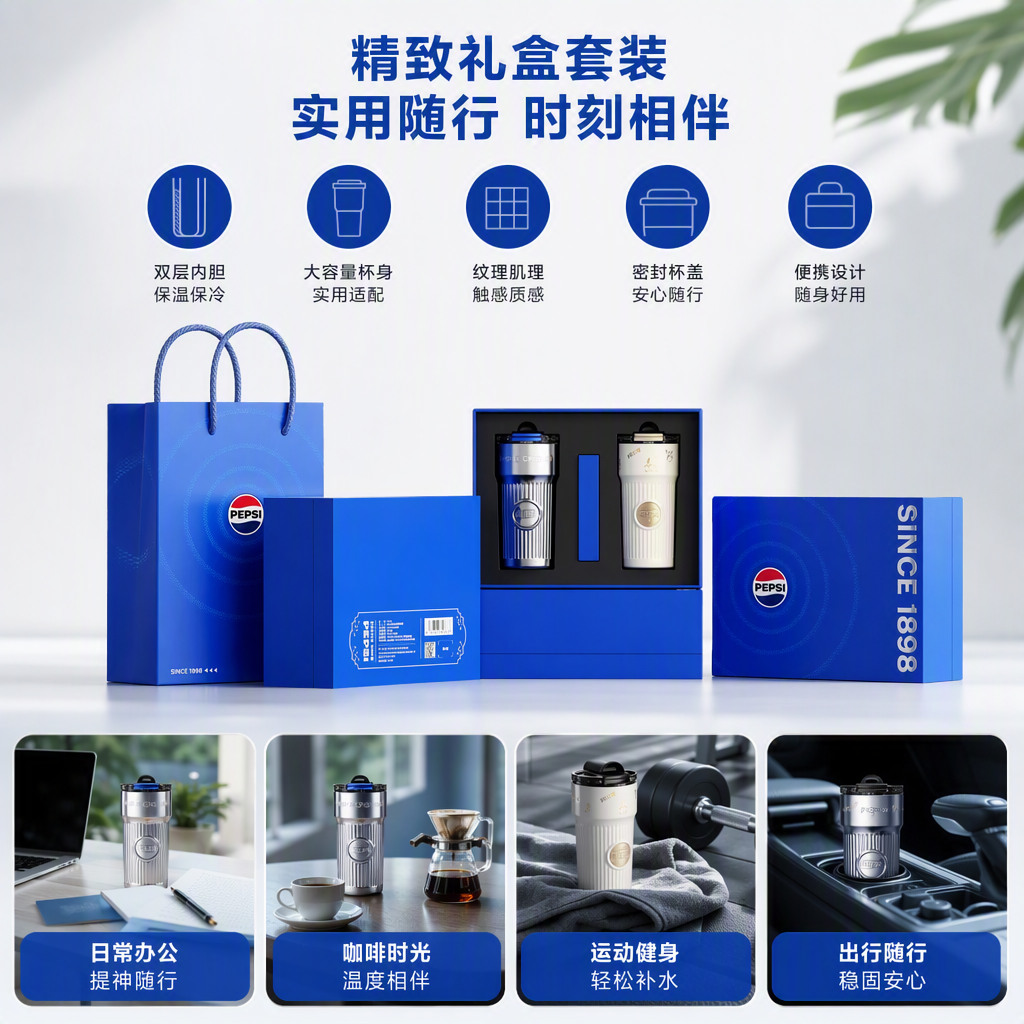 百事316咖啡杯套装620ml高端蓝色礼盒套装多件组合精美包装适合送礼商务节日礼品