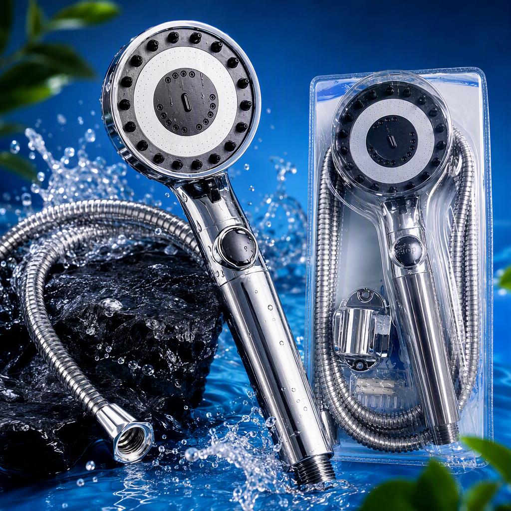 Multi-functional silver showerhead shower set with handheld nozzle, pressure-increasing water-saving bathroom products, all copper accessories Specification image