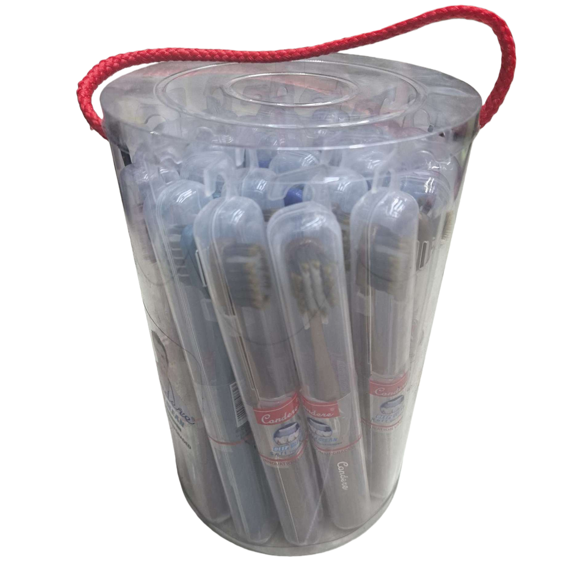 فرشاة أسنان شفافة مع فرشاة سفر ذات حبل حديد أحمر لتنظيف أدوات أسنان Item Picture