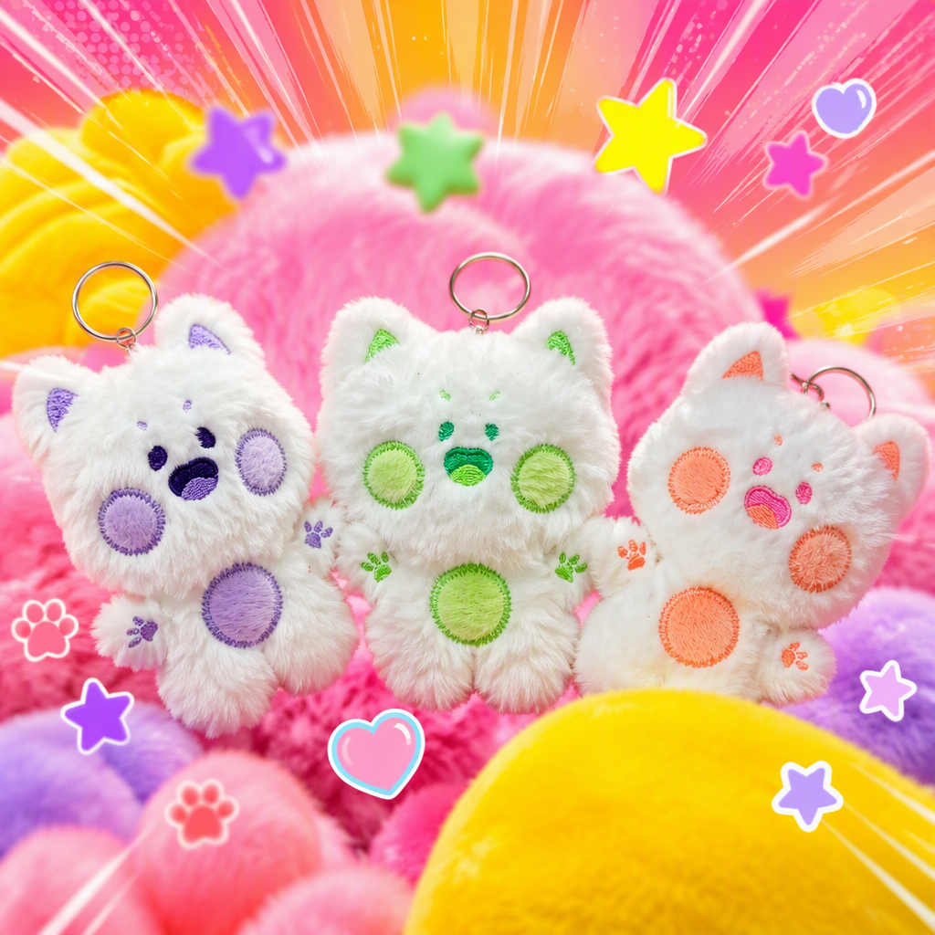 Dudu Bear plush toys, schoolbags, keychains, pendants, small decorations, cute cartoon paintings, animations, wholesale for foreign trade, colorful embroidered plush bear keychains, Mother's Day gifts, cute keychains, accessories, acrylic material, multiple color options Application Scenario