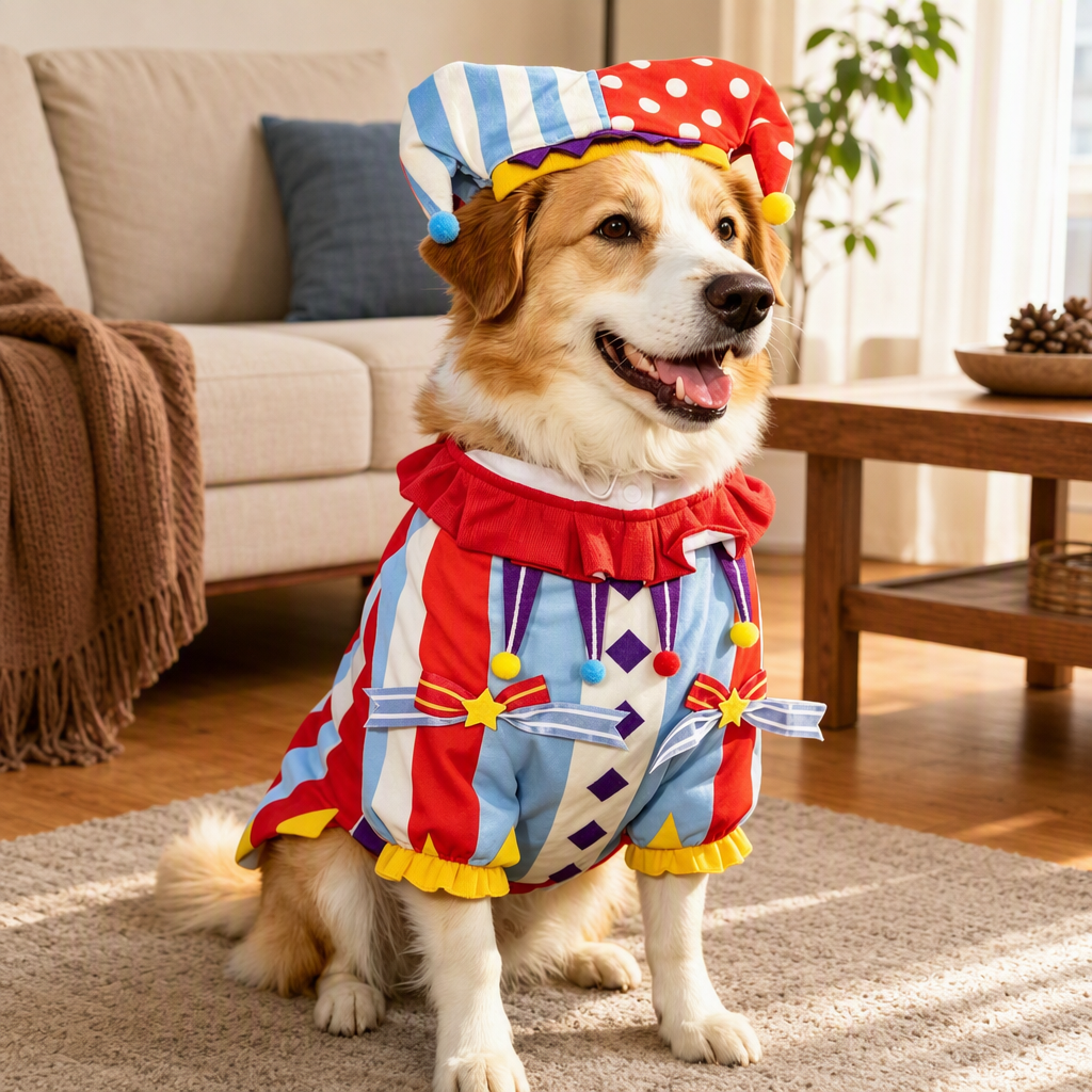 In stock: autumn, winter, Christmas pet clothes, cat and dog clothes, pet clothing, dog clothes, pet Christmas circus clothes, clown sets details Picture