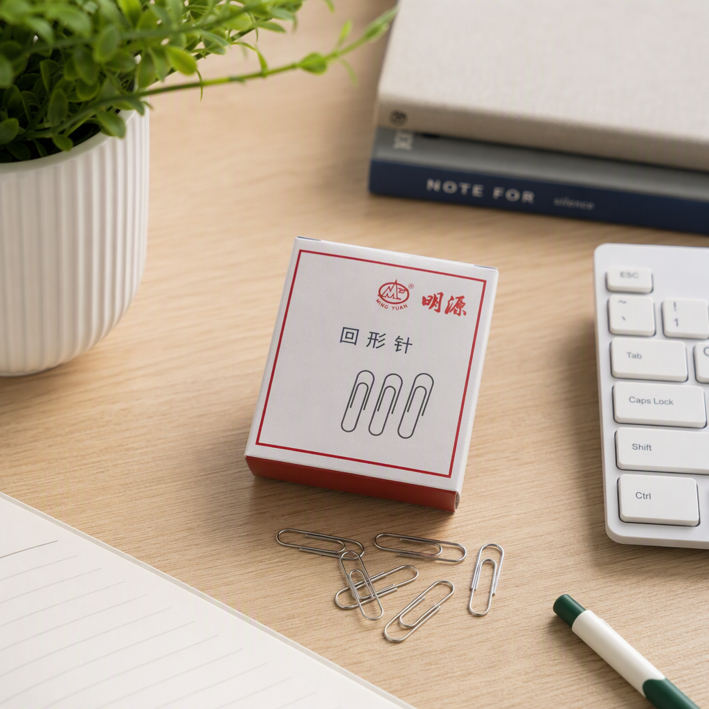 Mingyuan 28mm white paper box packaging paper clip office stationery neat and portable set details Picture