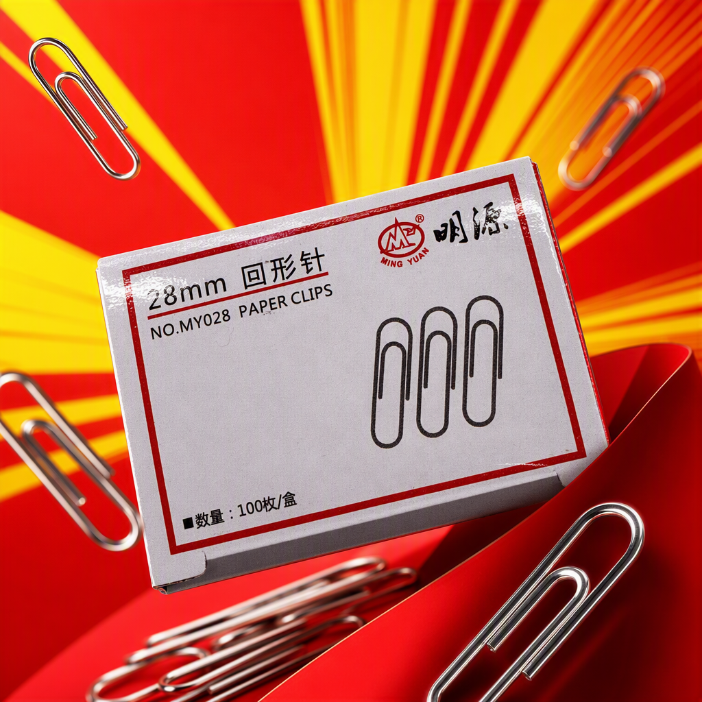 Mingyuan 28mm white paper box packaging paper clip office stationery neat and portable set Specification image