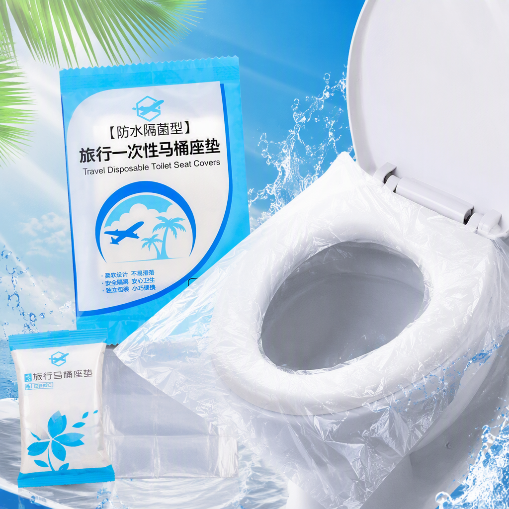 Disposable PE toilet seat cushion, portable waterproof bathroom seat cushion, household and travel hygiene products, suitable for both adults and children details Picture