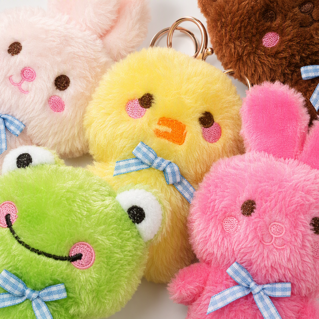 Japanese-style cartoon bear, frog, yellow duck keychains, plush toys, girlish gifts, ugly and cute foreign trade wholesale, colorful plush animal keychains, Mother's Day gifts, creative acrylic keychains, accessories, fashionable and personalized decorations Item Picture