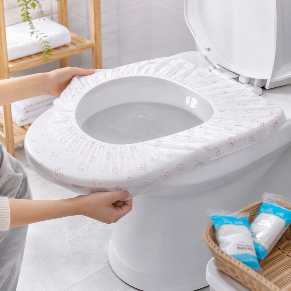 Disposable non-woven fabric printed toilet seat cushion, portable waterproof bathroom seat cushion, household and travel hygiene products, leak-proof, anti-slip, comfortable and environmentally friendly toilet seat cushion details Picture