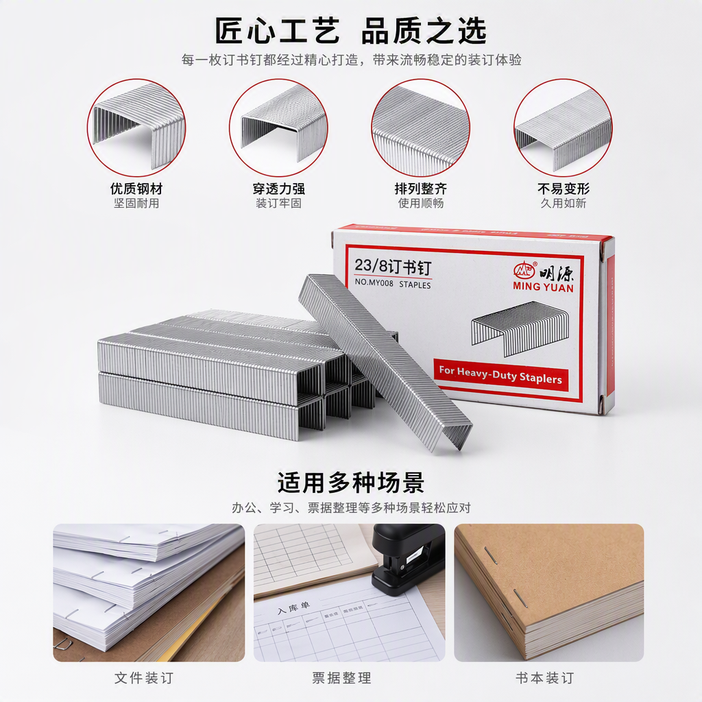 The multi-functional white packaging box with staples is a simple and practical office stationery organization and storage product