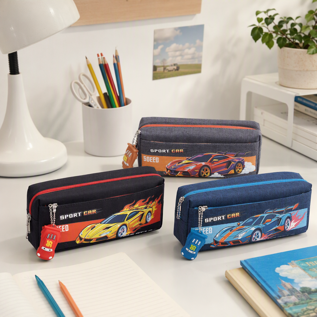 Racing-themed multi-functional stationery storage box, student pen case, creative portable pen case