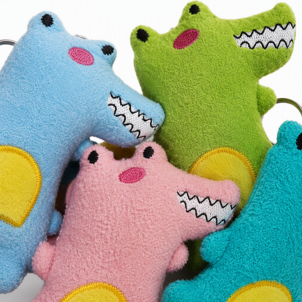 Cute big-eyed crocodile plush toy keychain, small pendant, mobile phone bag hanging decoration, doll, children's export, colorful plush crocodile keychain, Mother's Day gift, creative acrylic keychain accessory, fashionable and cute jewelry Item Picture