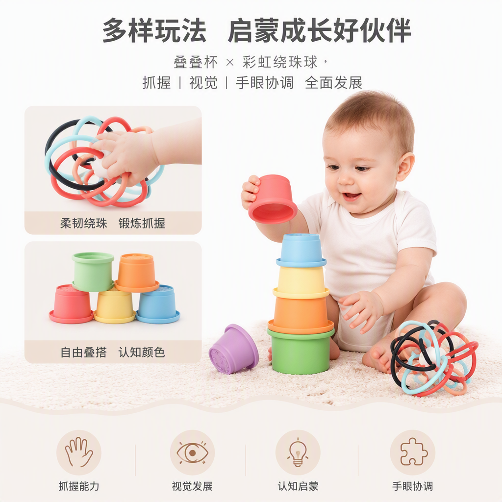 Colorful Jenga building block toys, children's educational assembly and building game, fun handmade educational toy gift box