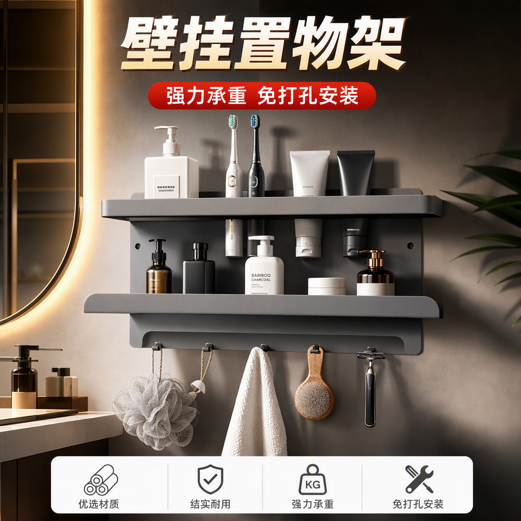 Estante gris multicapa con gancho aplicable hoyo naranja placa de hoyo cocina almacenamiento y ordenación uso del espacio Specification image